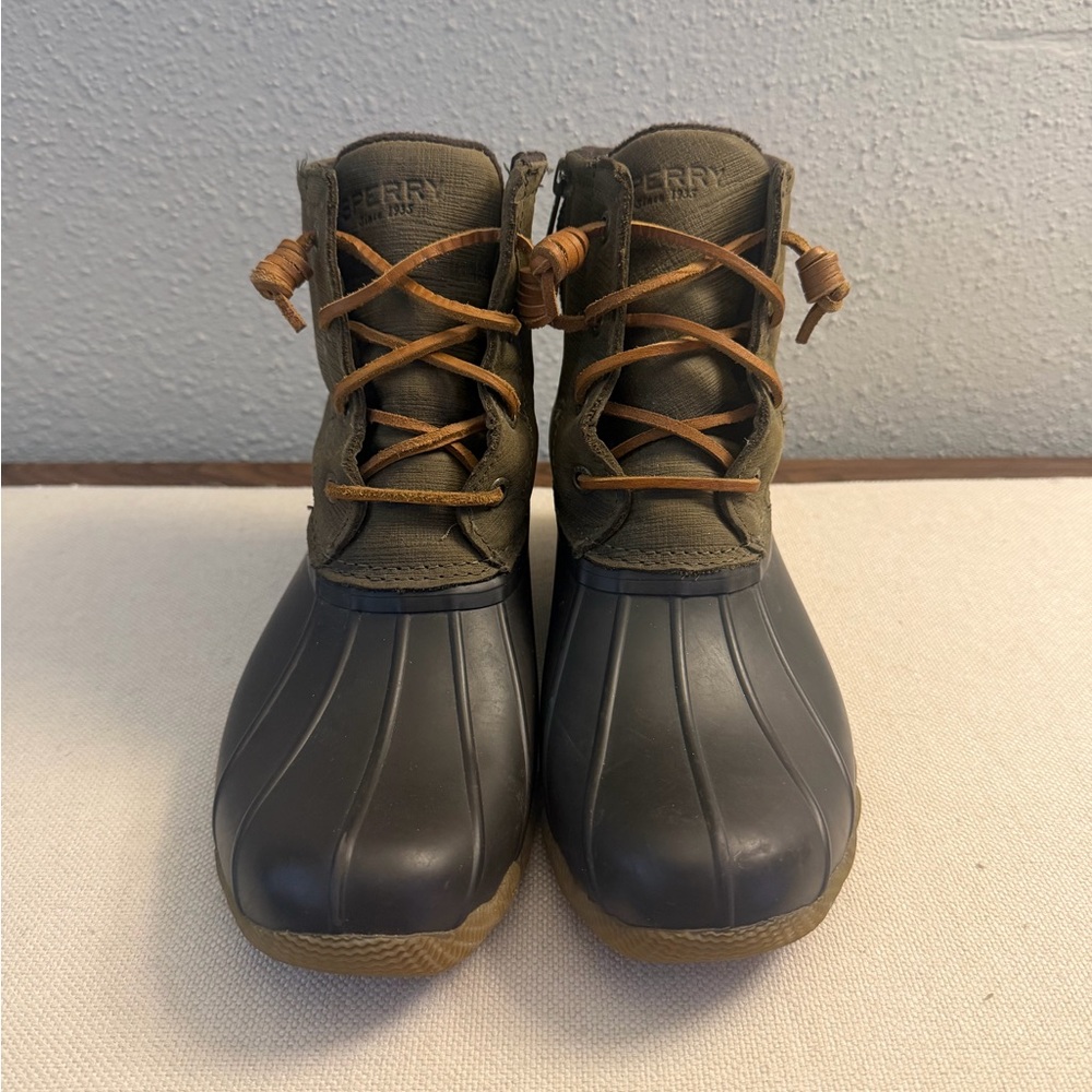 Sperry Olive, Brown & Black Waterproof Duck Boots